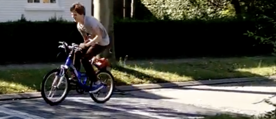 Riding the chainsaw bike