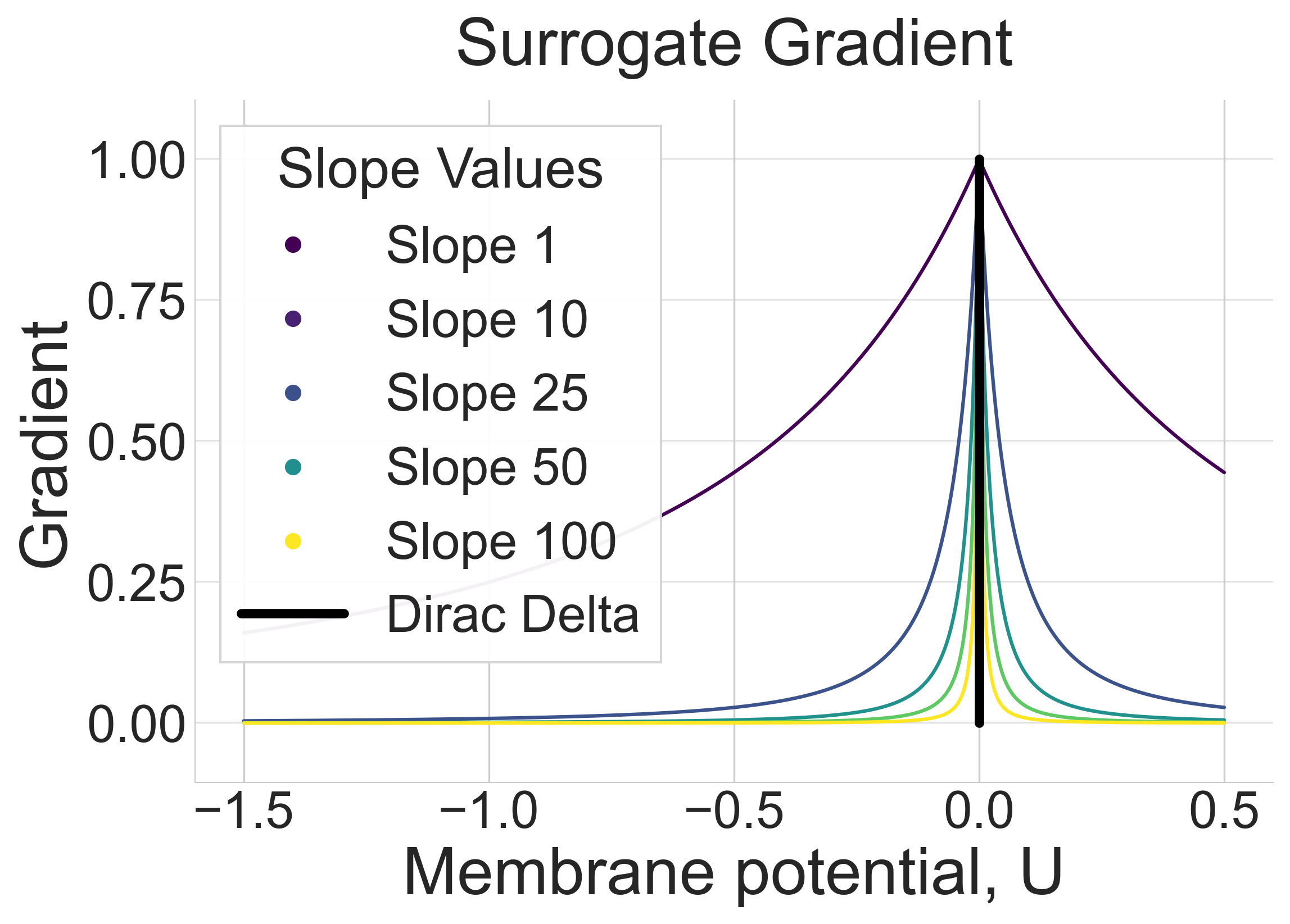 Surrogate gradient slope effects